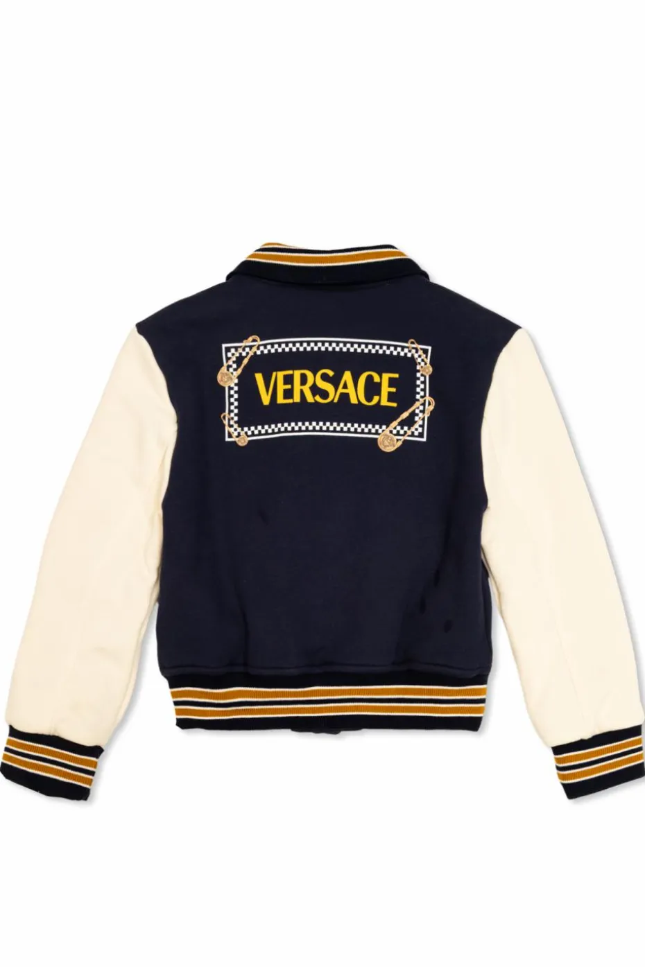 Versace Kids GRANATOWY Bawełniana kurtka z wyszytym logo