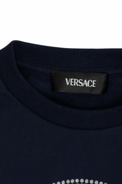 Versace Kids GRANATOWY Bluza z połyskującym nadrukiem