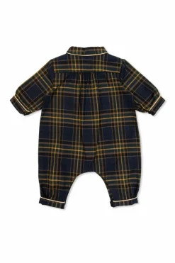 Versace Kids GRANATOWY Pajacyk niemowlęcy ze wzorem w kratę