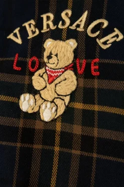 Versace Kids GRANATOWY Pajacyk niemowlęcy ze wzorem w kratę