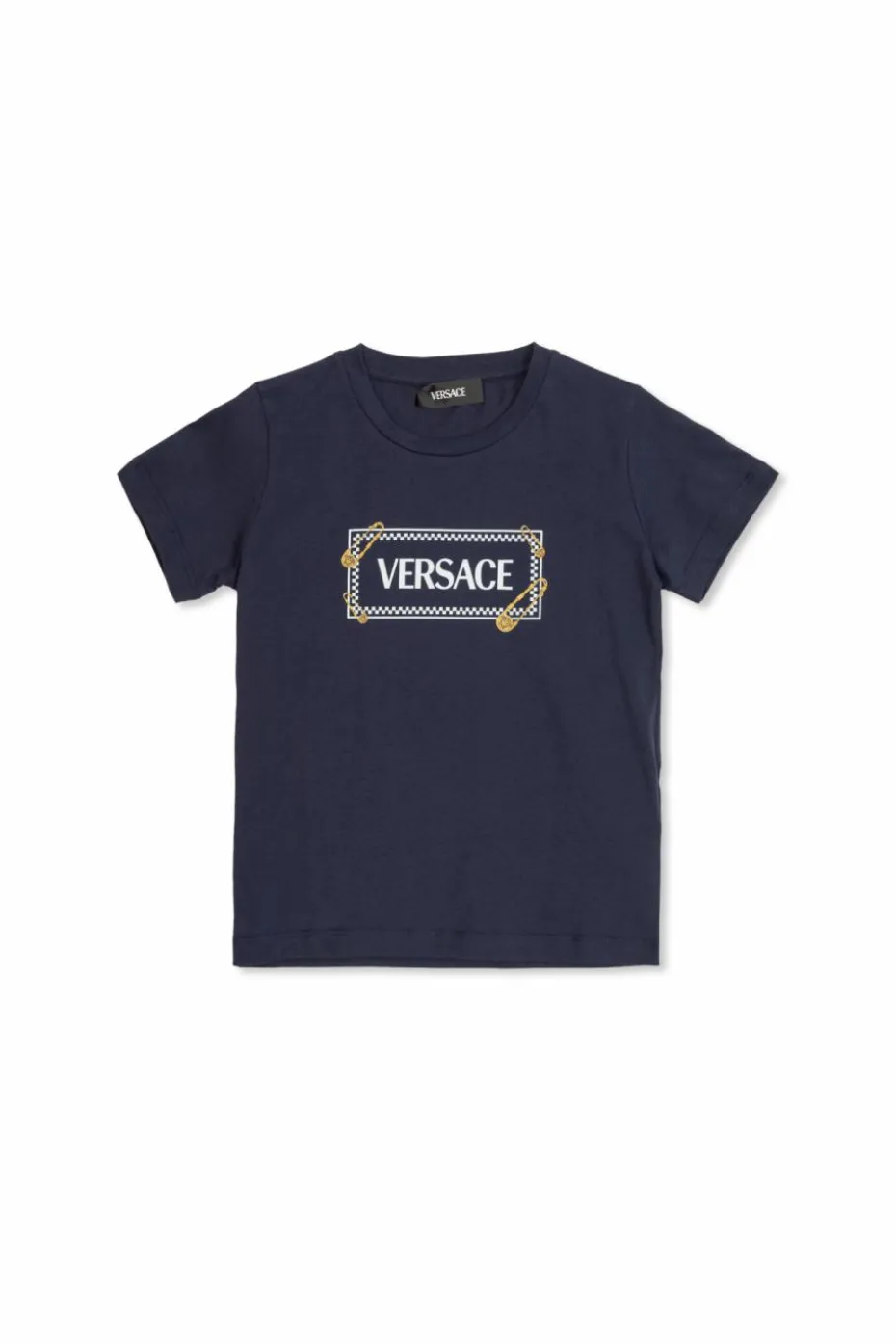 Versace Kids GRANATOWY T-shirt z logo