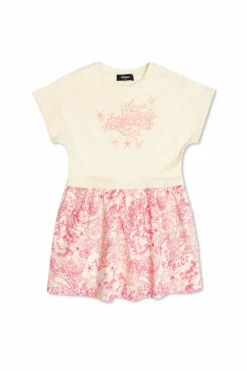 Versace Kids kremowy Sukienka z nadrukiem