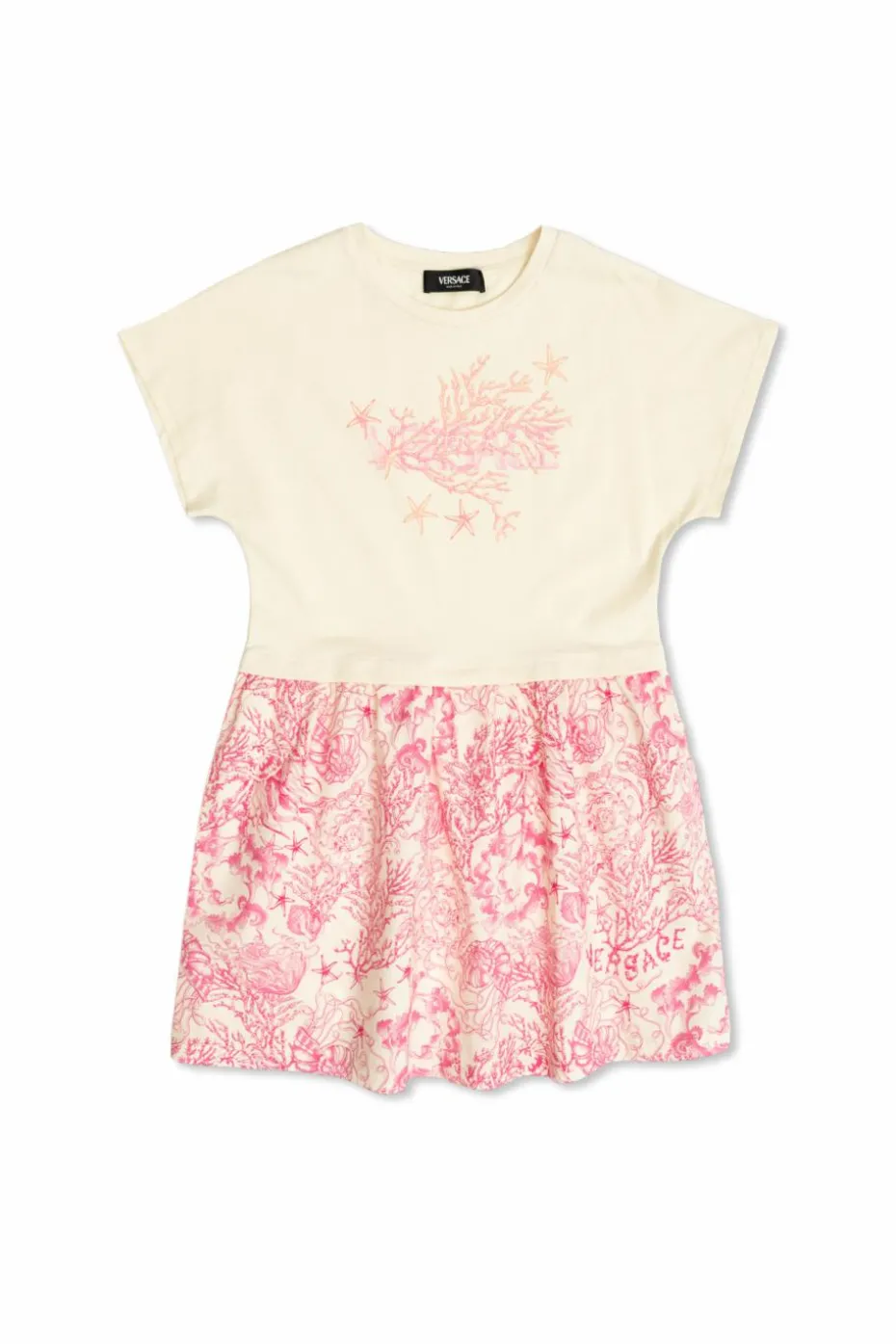 Versace Kids kremowy Sukienka z nadrukiem