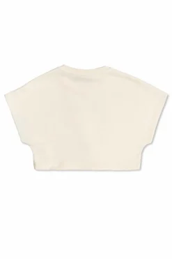 Versace Kids kremowy T-shirt z ażurowym logo