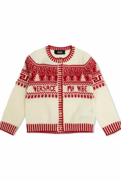 Versace Kids kremowy Wzorzysty kardigan