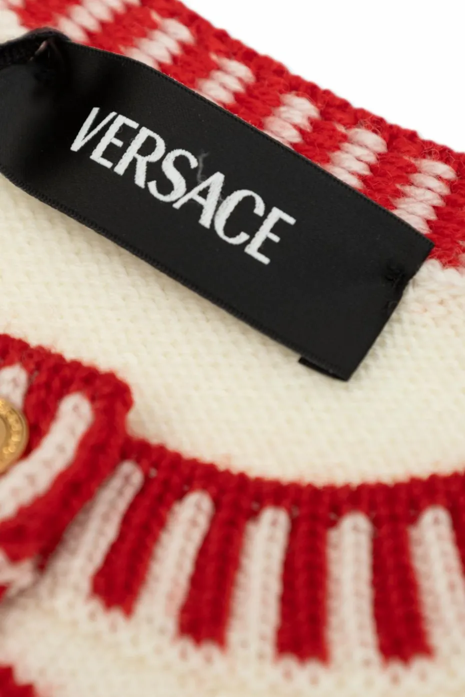 Versace Kids kremowy Wzorzysty kardigan