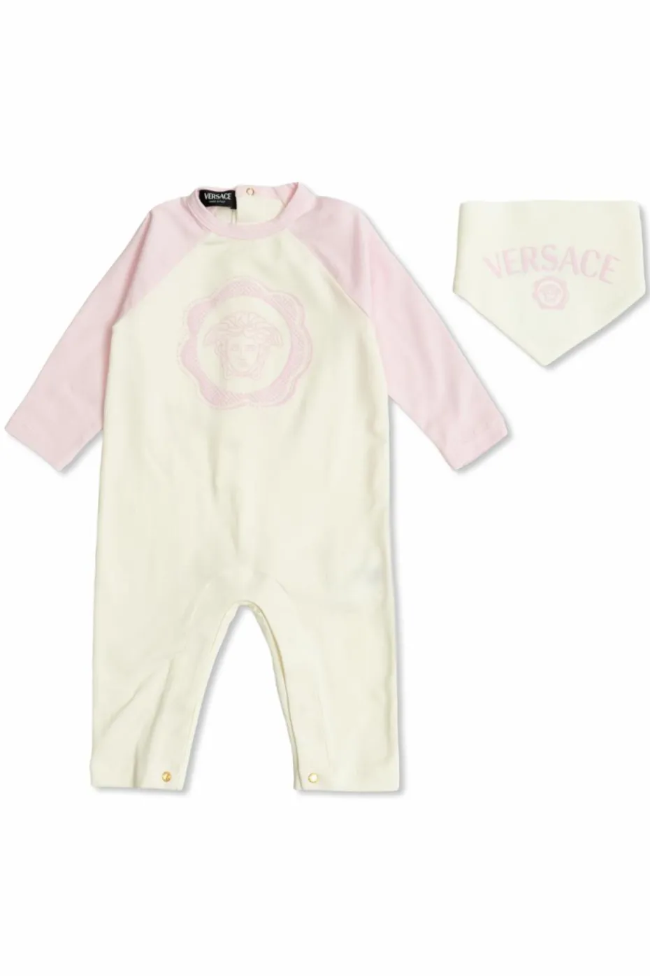 Versace Kids kremowy Zestaw: pajacyk i chusta