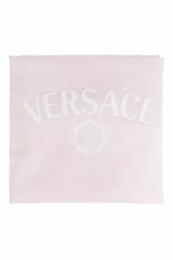 Versace Kids RÓŻOWY Bawełniany koc niemowlęcy z logo