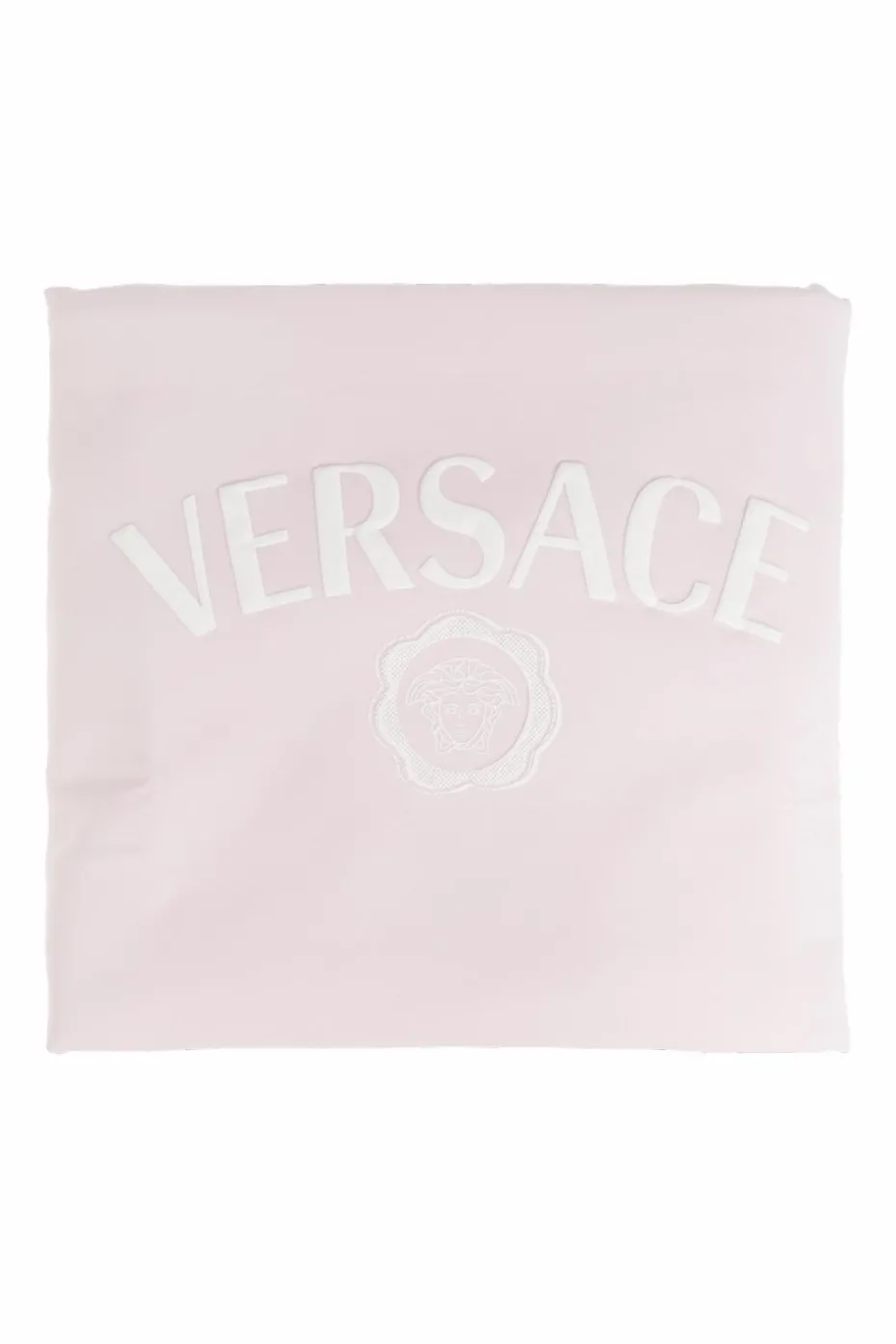 Versace Kids RÓŻOWY Bawełniany koc niemowlęcy z logo