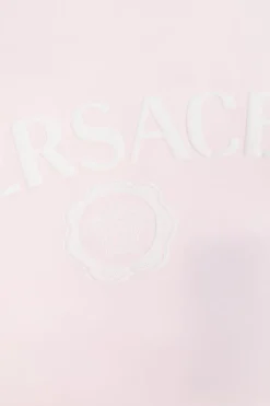Versace Kids RÓŻOWY Bawełniany koc niemowlęcy z logo