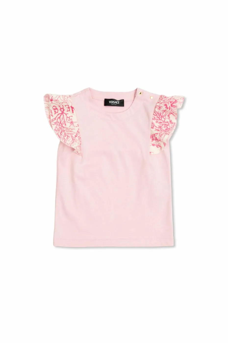 Versace Kids RÓŻOWY T-shirt z dekoracyjnymi rękawami