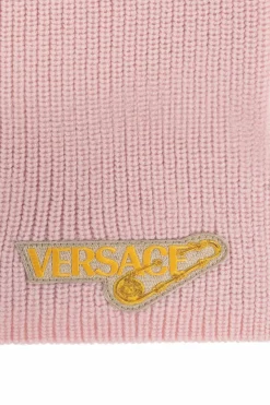 Versace Kids RÓŻOWY Wełniany szal z logo