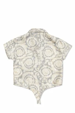Versace Kids SZARY Jedwabna koszula z nadrukiem `Barocco`