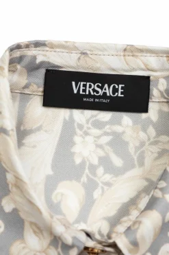Versace Kids SZARY Jedwabna koszula z nadrukiem `Barocco`
