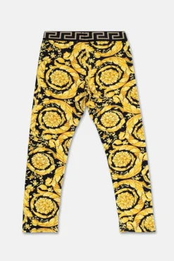 Versace Kids ŻÓŁTY Bawełniane legginsy