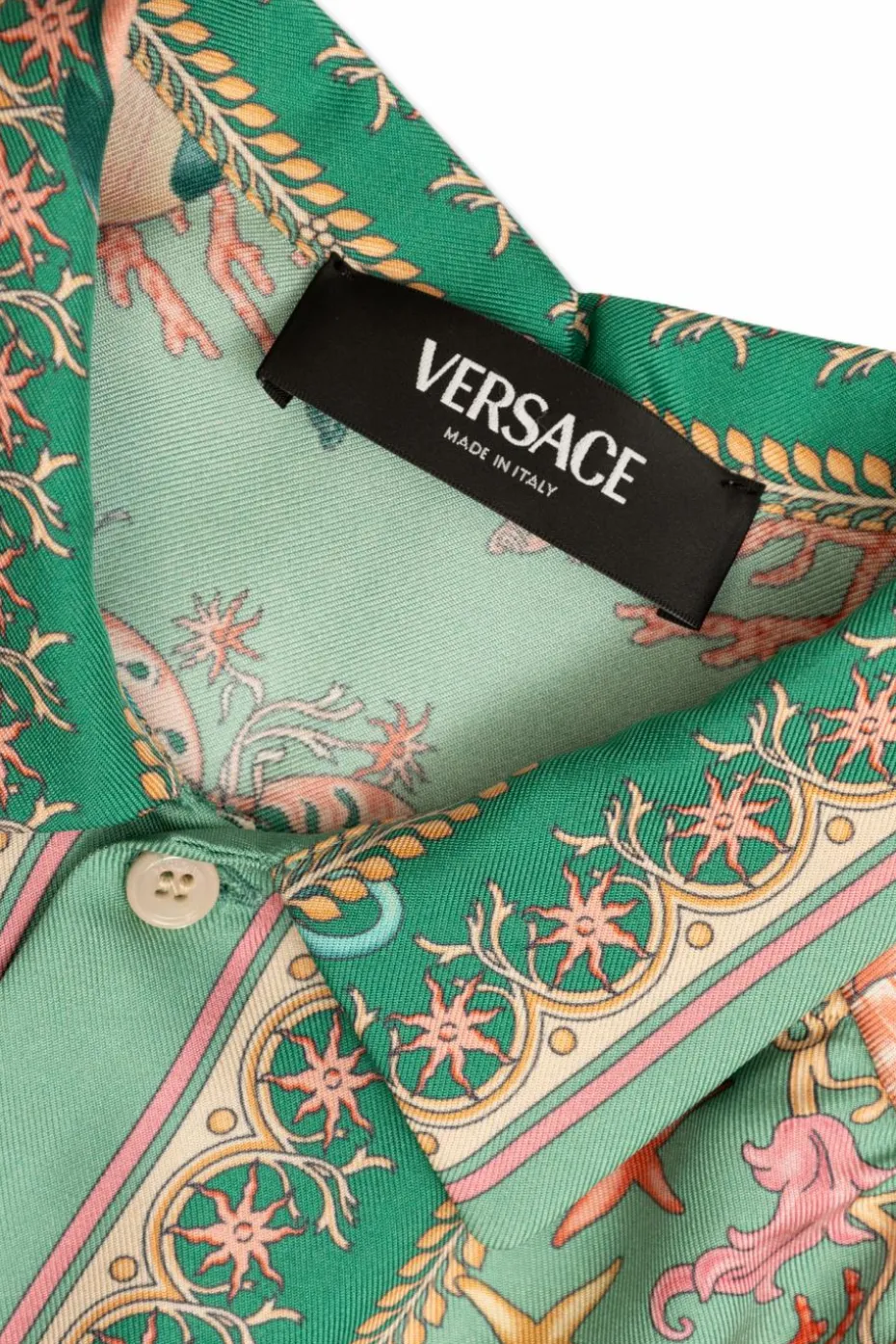 Versace Kids ZIELONY Jedwabna koszula z nadrukiem