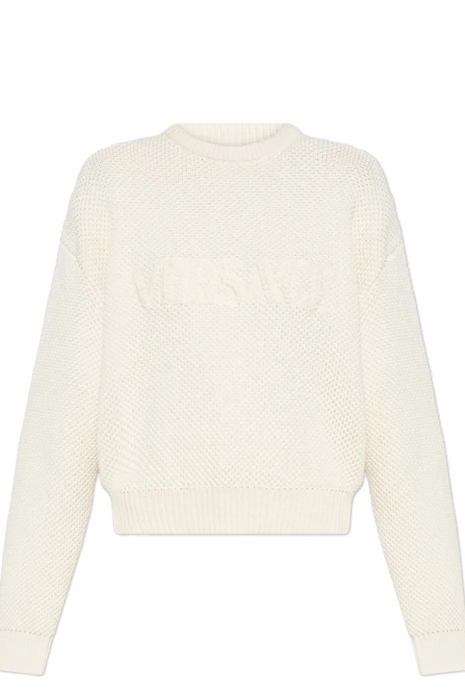 Versace kremowy Sweter z logo