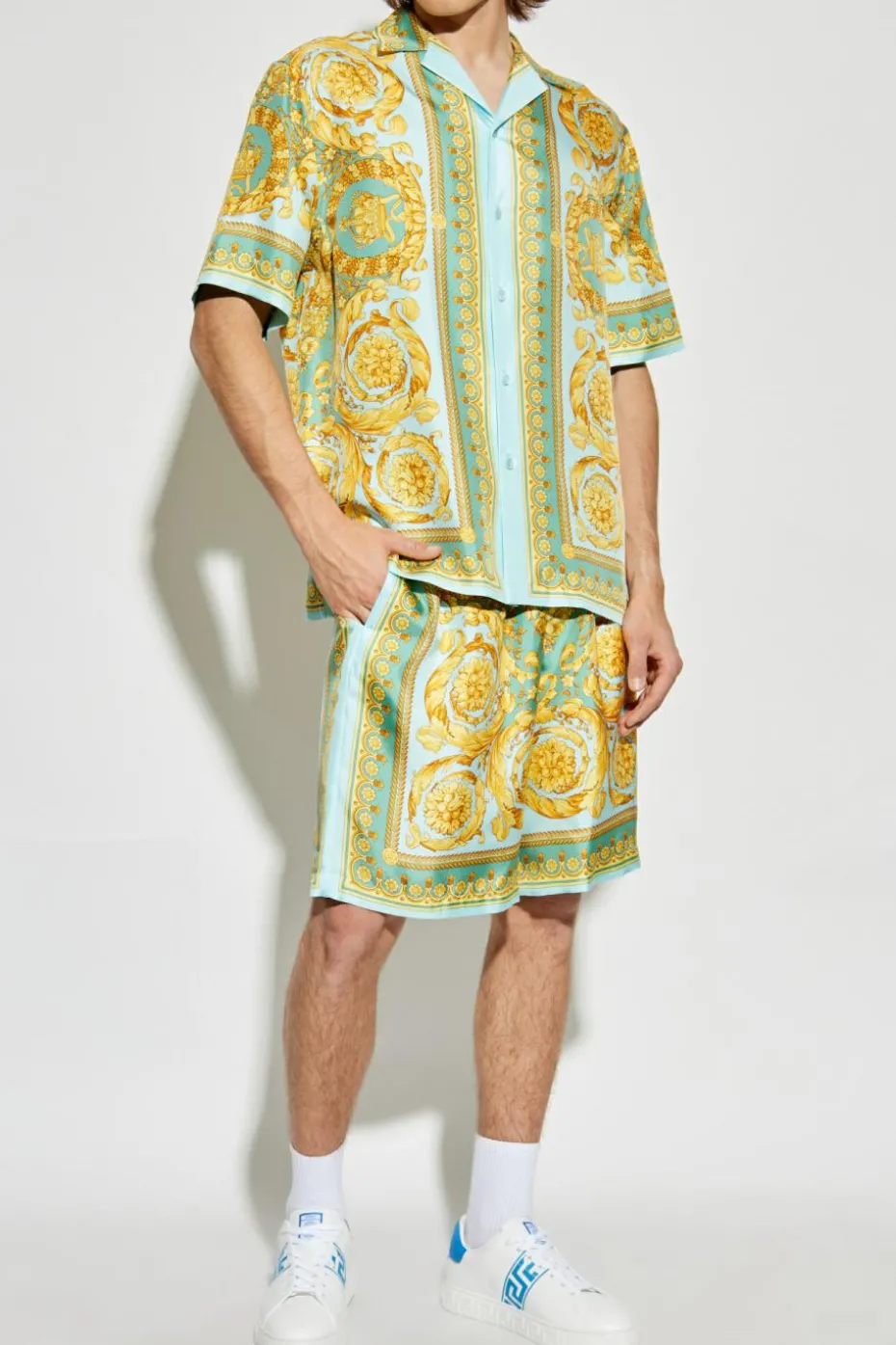 Versace MULTIKOLOR Jedwabna koszula z krótkimi rękawami