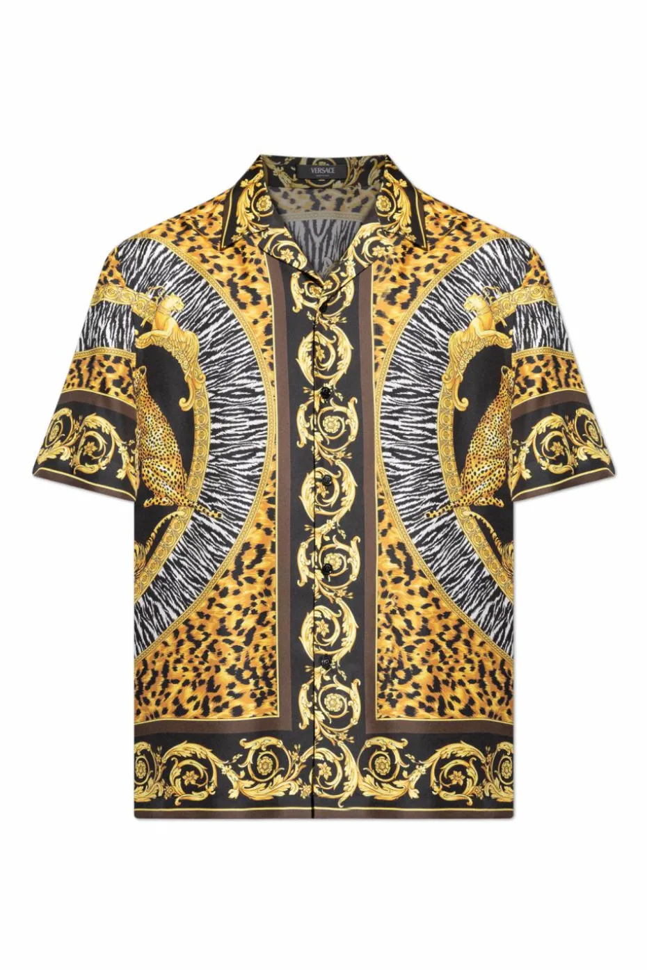 Versace MULTIKOLOR Jedwabna koszula z krótkimi rękawami