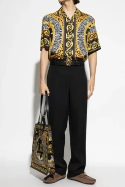 Versace MULTIKOLOR Jedwabna koszula z krótkimi rękawami