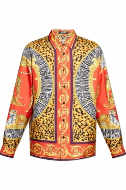 Versace MULTIKOLOR Jedwabna koszula z nadrukiem