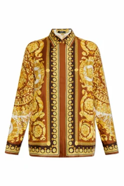 Versace MULTIKOLOR Jedwabna koszula z nadrukiem `Barocco`