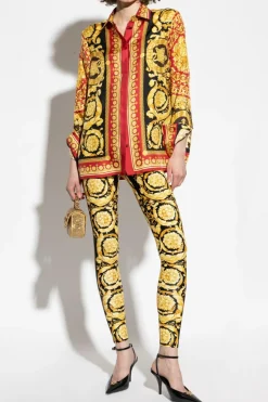 Versace MULTIKOLOR Jedwabna koszula z nadrukiem `Barocco`