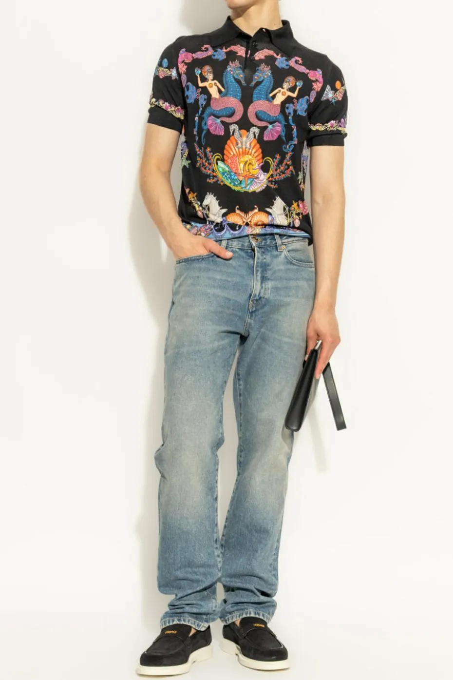 Versace MULTIKOLOR Polo z nadrukiem `Coral Theatre`