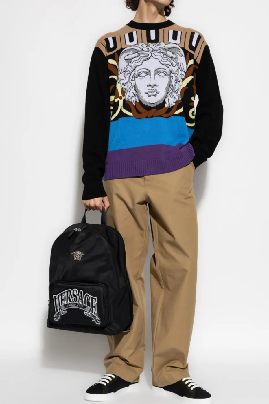 Versace MULTIKOLOR Sweter z charakterystyczną głową Meduzy
