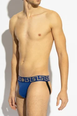 Versace NIEBIESKI Bawełniane jockstrap