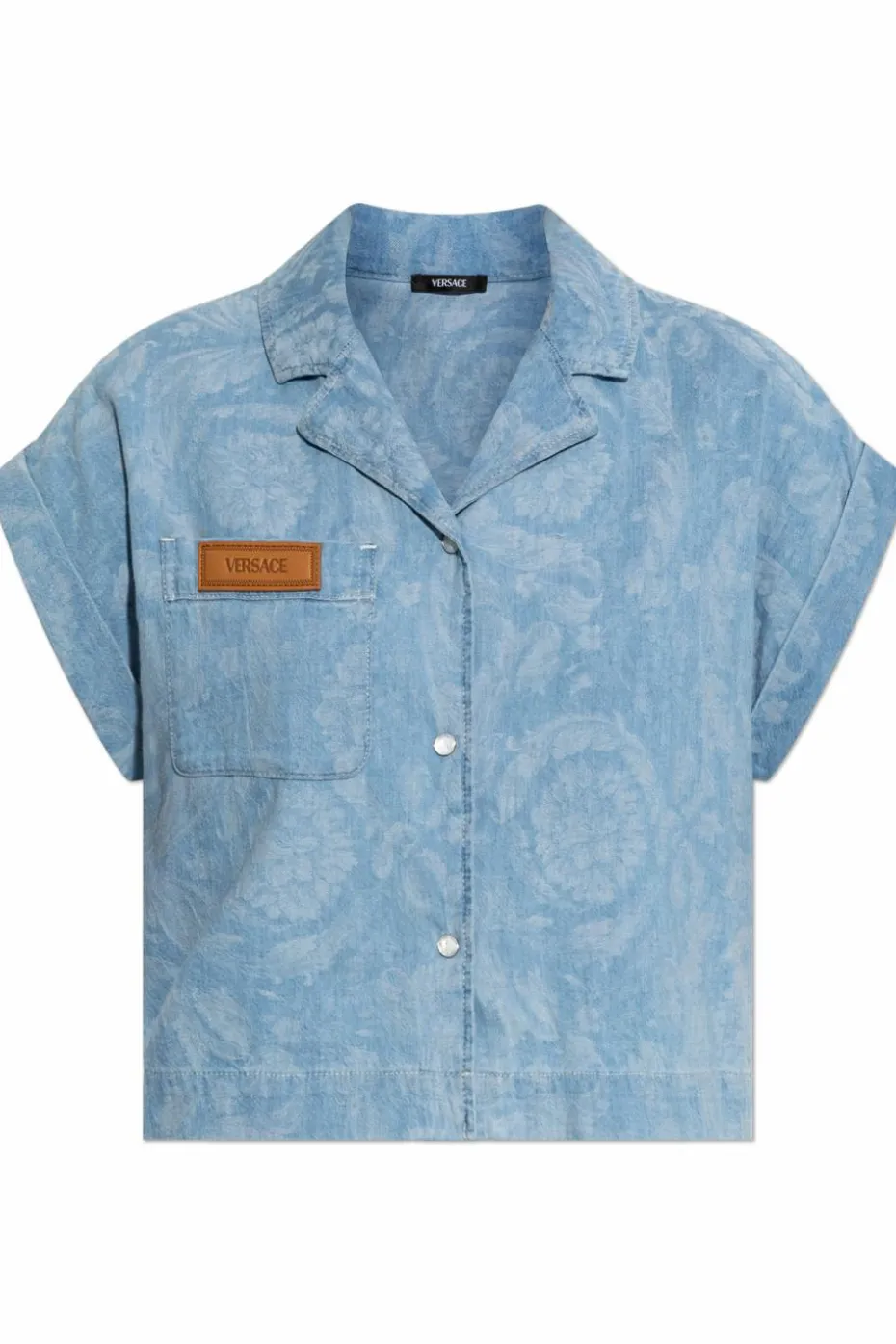 Versace NIEBIESKI Jeansowa koszula z krótkimi rękawami