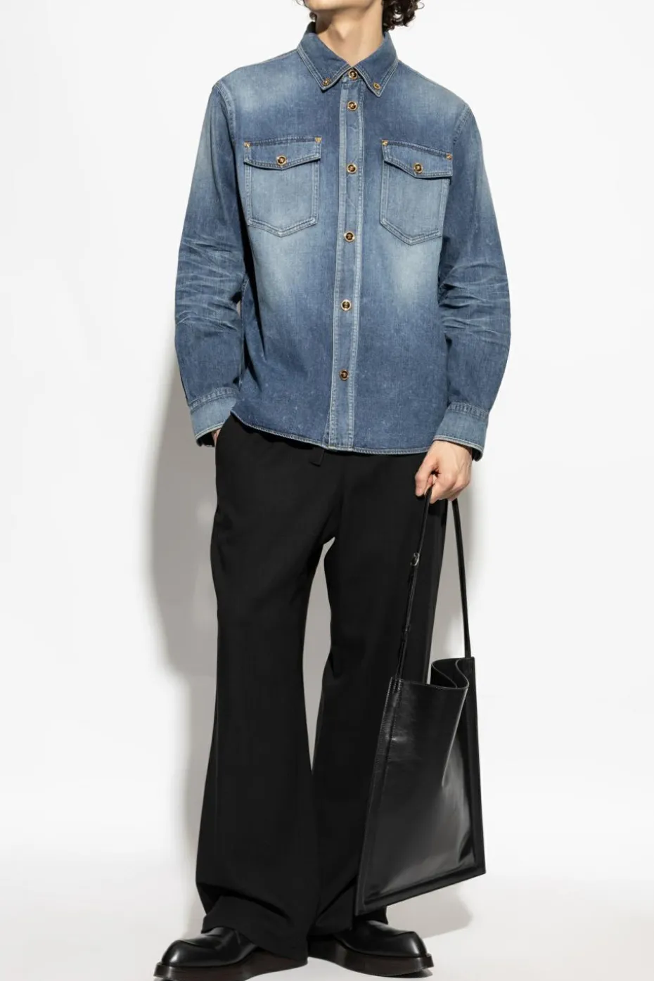 Versace NIEBIESKI Jeansowa koszula