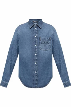 Versace NIEBIESKI Jeansowa koszula