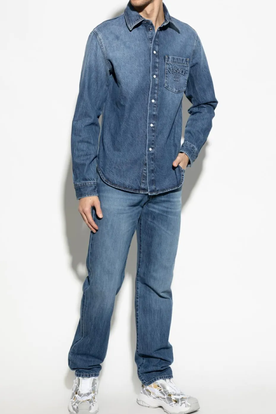 Versace NIEBIESKI Jeansowa koszula