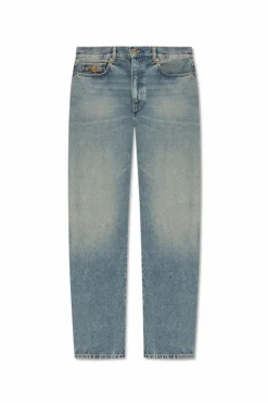 Versace NIEBIESKI Jeansy z efektem `vintage`