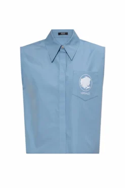 Versace NIEBIESKI Koszula z logo