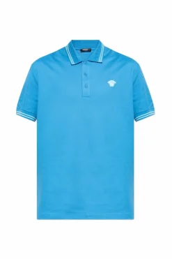 Versace NIEBIESKI Polo z charakterystyczną głową Meduzy