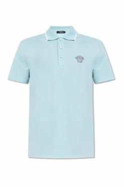 Versace NIEBIESKI Polo z logo