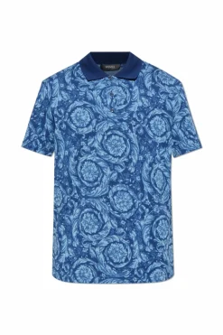 Versace NIEBIESKI Polo ze wzorem `Barocco`