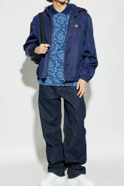 Versace NIEBIESKI Polo ze wzorem `Barocco`