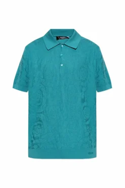 Versace NIEBIESKI Polo ze wzorem `Barocco`