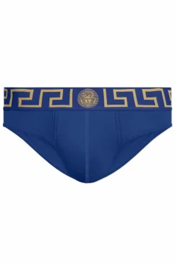 Versace NIEBIESKI Slipy z logo