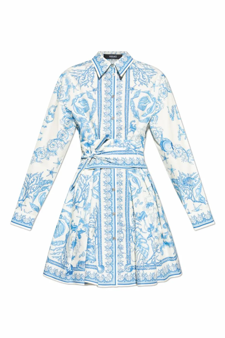 Versace NIEBIESKI Sukienka z zaszewkami w talii