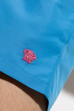 Versace NIEBIESKI Szorty kąpielowe z naszywką