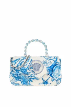 Versace NIEBIESKI Torba do ręki z połyskującymi aplikacjami