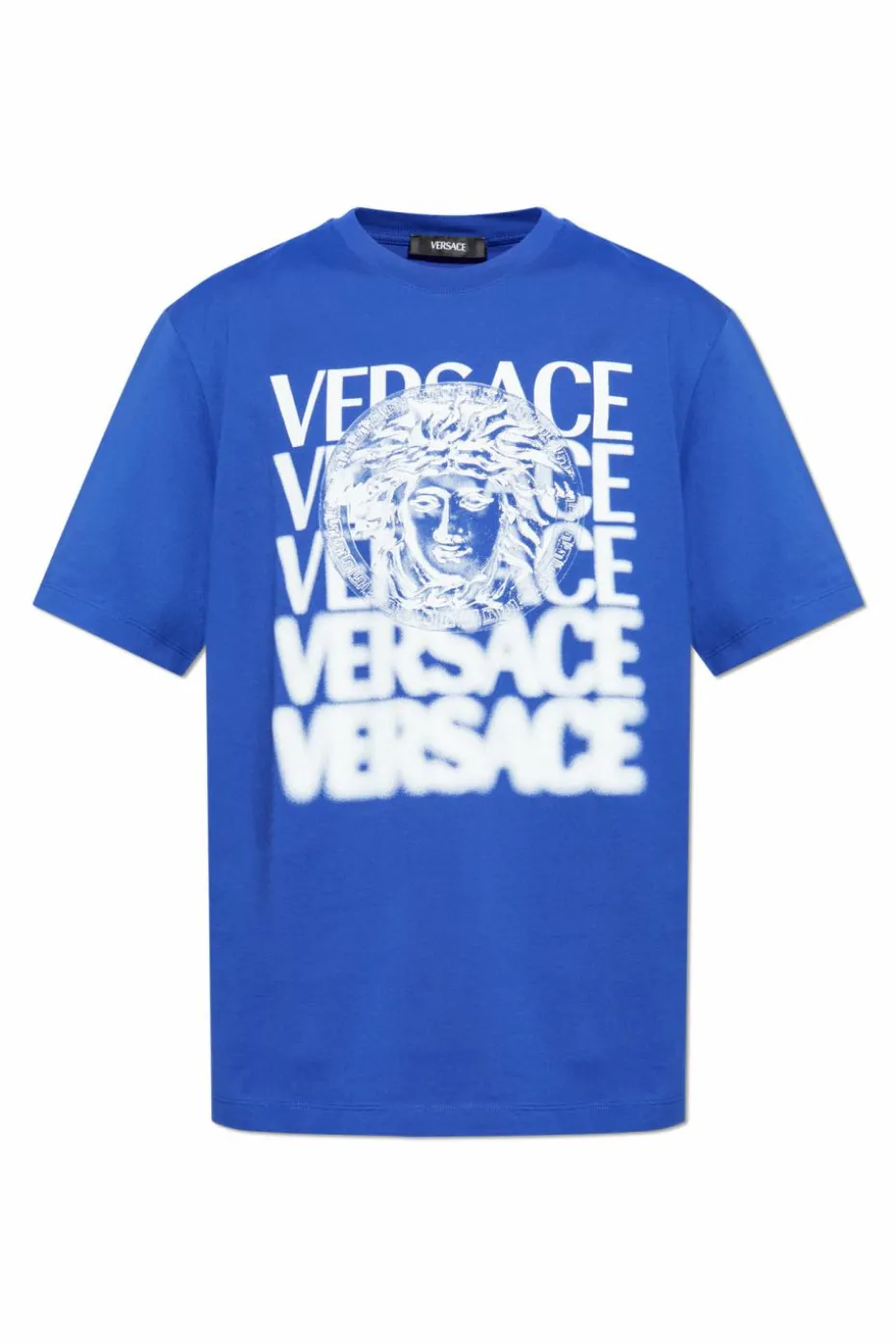 Versace NIEBIESKI T-shirt z nadrukowanym logo