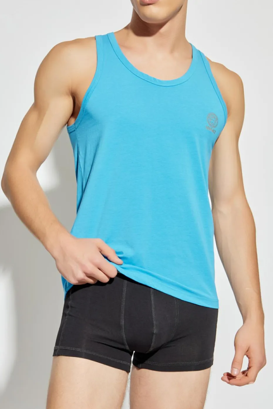 Versace NIEBIESKI T-shirt bieliźniany bez rękawów