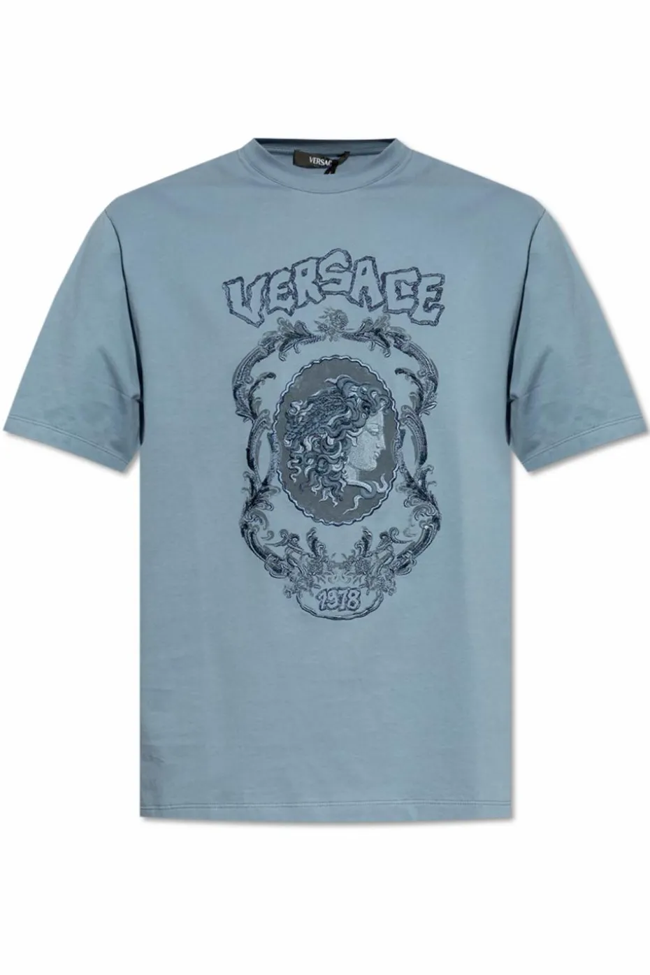 Versace NIEBIESKI T-shirt z logo