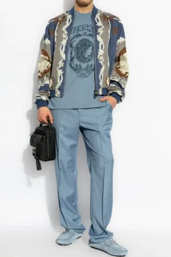 Versace NIEBIESKI T-shirt z logo