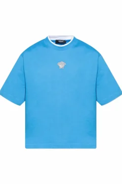 Versace NIEBIESKI T-shirt z charakterystyczna głową Meduzy